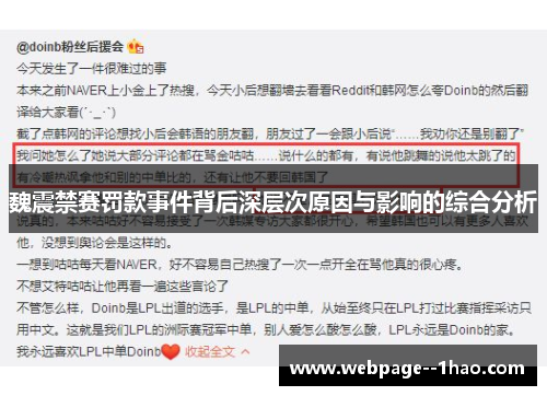 魏震禁赛罚款事件背后深层次原因与影响的综合分析